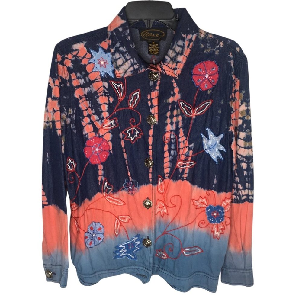 Artsy Alex Ku Jacket Womens Small Embroidered Boho Button Up Festival Floral